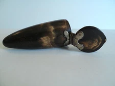 UNUSUAL 19th C. SCOTTISH "CONE" SHAPED RAM'S HORN SNUFF MULL SILVER TOP, c. 1820