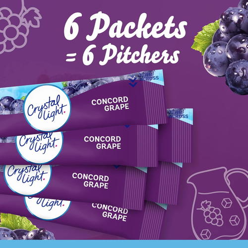 Crystal Light Concord Grape Drink Mix Sugar Free 6 Pitcher Packets FREE SHIP - Picture 5 of 9