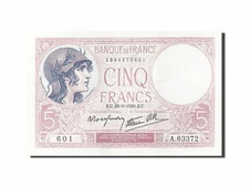 [#260706] Banknote, France, 5 Francs, 1937-1939, 1939-09-28, UNC(63), Fayette:4.