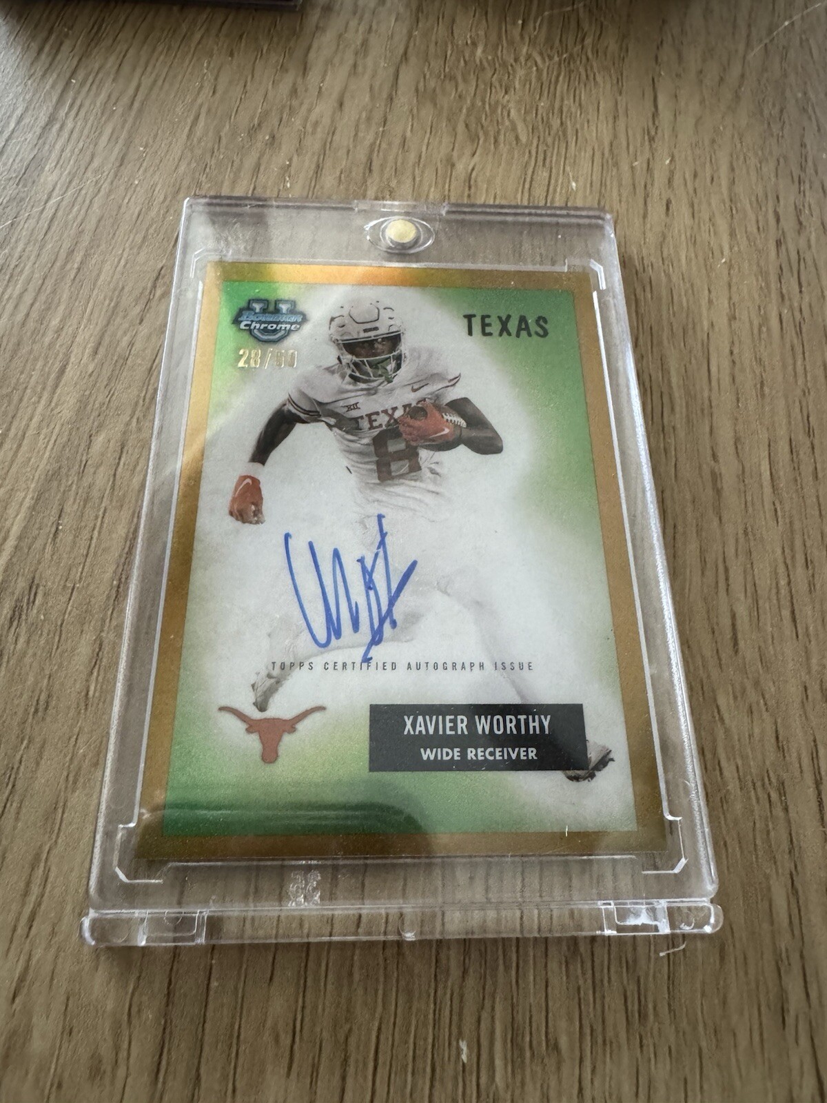 2023 Bowman U Chrome XAVIER WORTHY 1955 Gold Refractor AUTO #28/50 - LONGHORNS