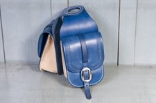 Premium Western Leather Saddle Bag   Tooled Blue   Durable  Stylish for Horse