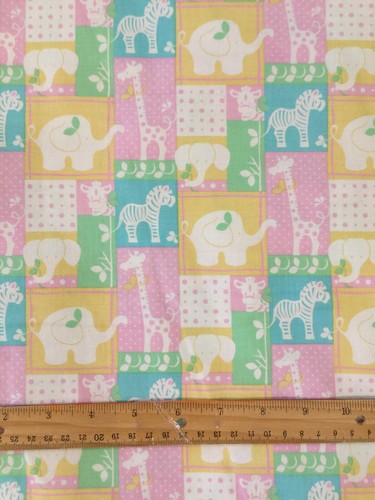15" PINK NURSERY JUNGLE PATCH BY FABRIC TRADITIONS BABY BLANKET GIRL KIDS COTTON - Picture 4 of 5