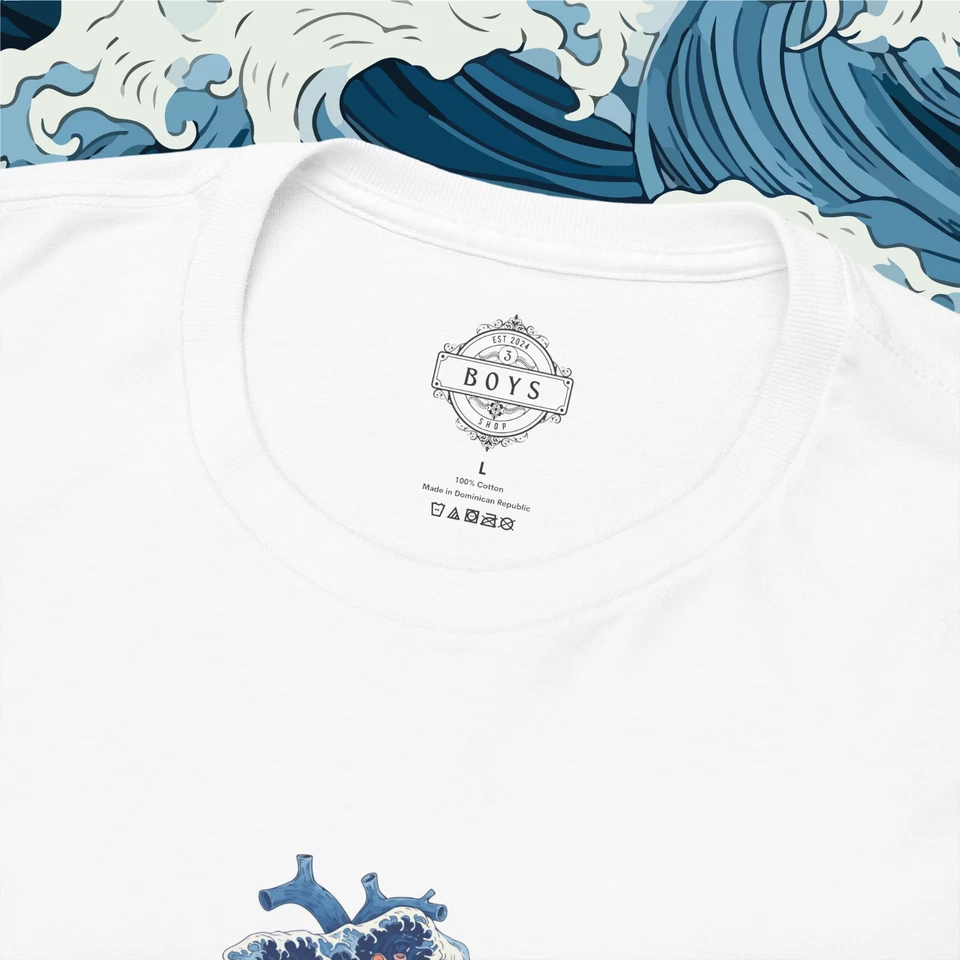 Camiseta unisex estampada Heart&Skull, ropa de calle japonesa, camisa Harajuku Foto 3 de 4