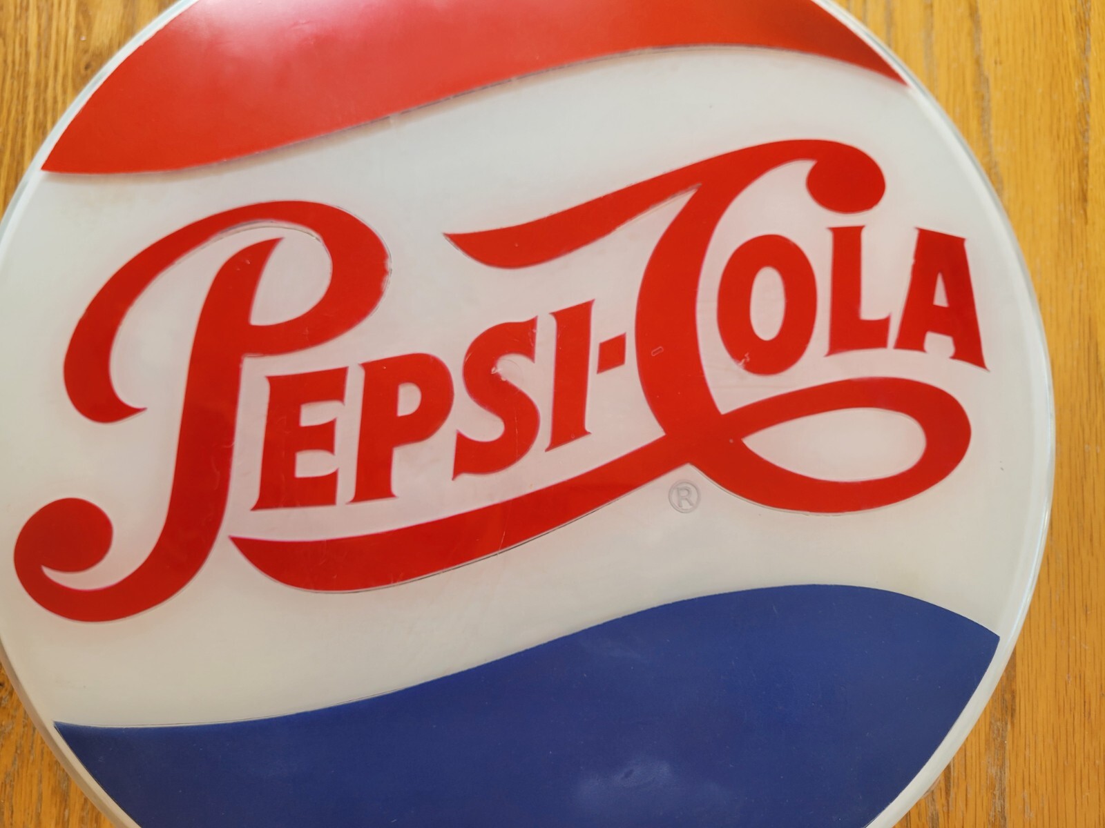 PepsiCola Plastic Bottle Cap Sign Light Cover Vintage 1960’s very