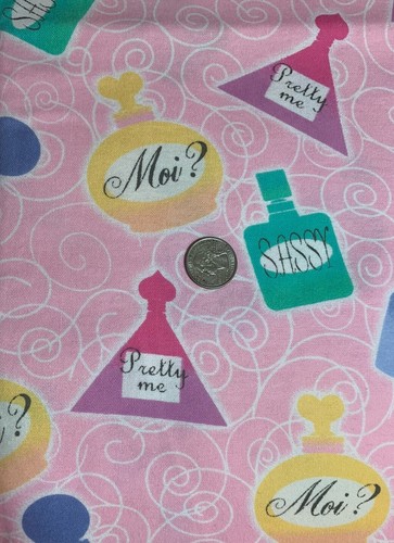 1+ Yards Cute French Perfume Bottles on Pink Background Flannel Fabric 42" - Picture 4 of 7