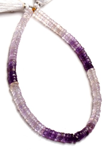 Natürlicher Amethyst Edelsteine 6,5 mm Größe Facettiert Heishi Rondell Perlen 10 Zoll Strang - Bild 3 von 7