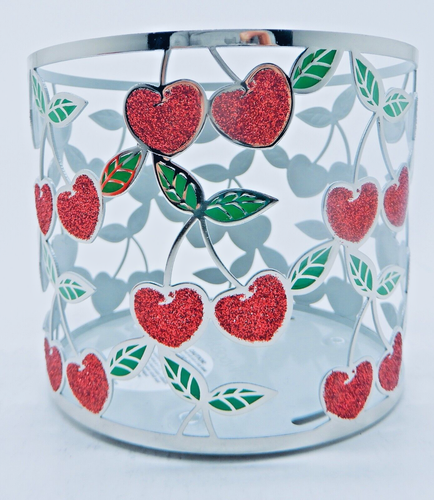BATH & BODY WORKS GLITTERY VALENTINES RED CHERRY HEARTS 3 WICK CANDLE HOLDER NEW - Picture 5 of 18