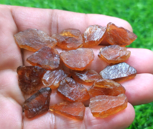 16 Pcs Lot For Jewelry Size 16-23 mm Natural Hessonite Garnet Raw Loose Gemstone - Picture 6 of 6