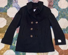 Nwot Dscp Quarterdeck Naval Black Military Wool Heavy Pea Coat Jacket 10r