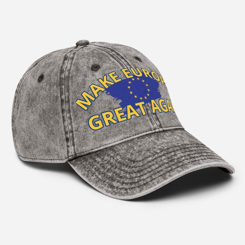 Baseball Cap With Inscription "Make Europe Great Again" Vintage Cotton Twill Cap - Imagen 62 de 65