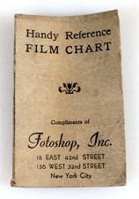 FOTOSHOP, INC HANDY REFERENCE FILM CHART, VINT.