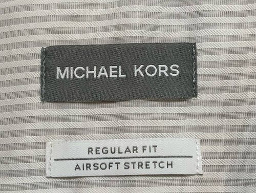NWT Michael Kors Men's Silver Striped Button-Down Shirt Size 18 1/2 34-35 Preppy - Picture 13 of 13