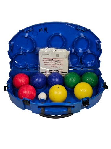 Sportcraft Bocce Ball Game Set Red Green Yellow Balls Blue Locking Hard ...