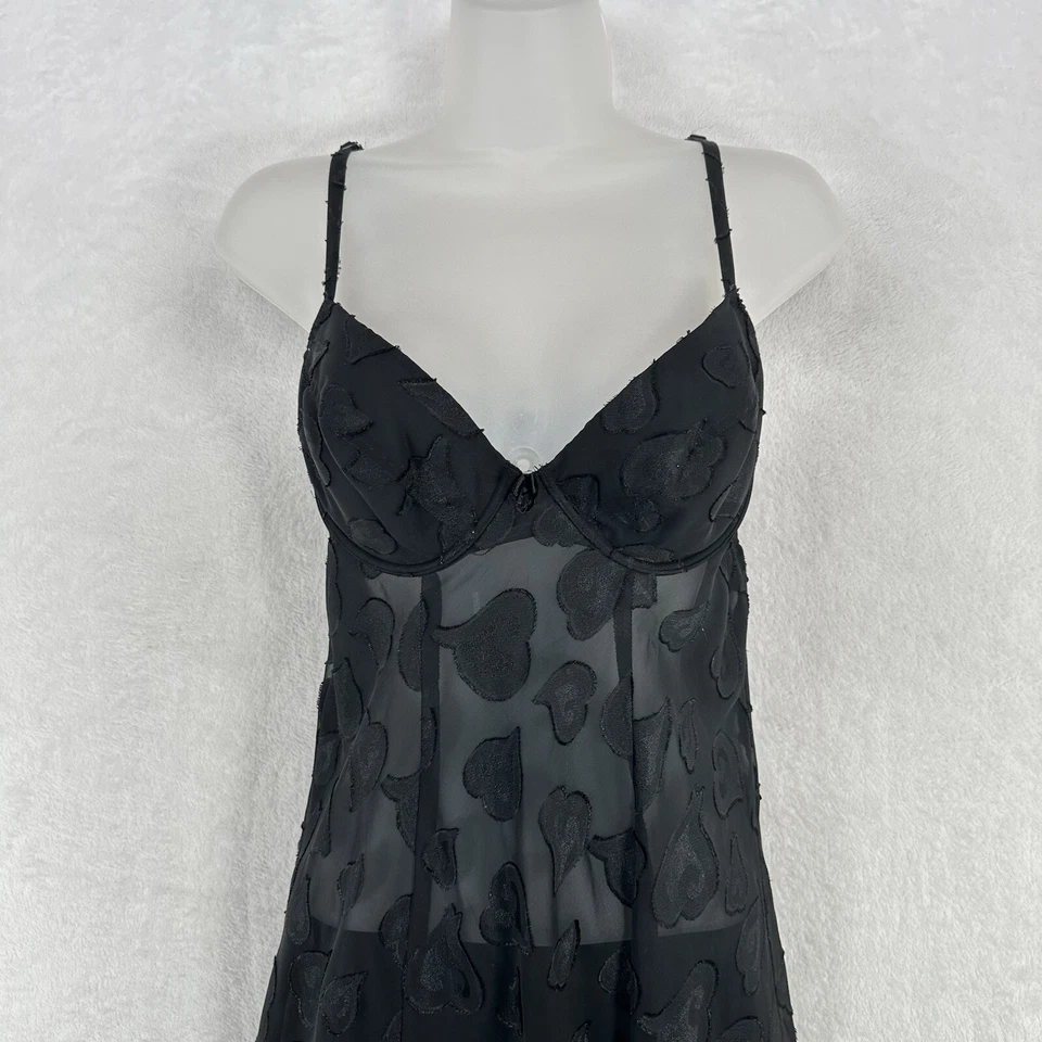 Vestido Vintage Victorias Secret Para Mujer M Negro Sin Mangas Maxi Capricho Corazón Y2K Foto 2 de 4