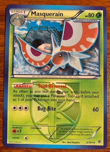 2011 Pokemon Black & White Plasma Blast Masquerain #2/101-Used Free Shipping
