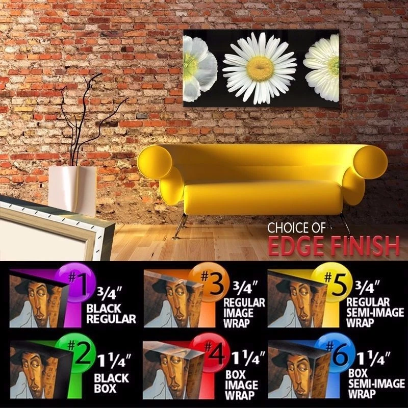 Díptico blanco 48"x24" por PIP BLOOMFIELD MARGARITA PRIMEROS PLANOS FLORES FOTO LIENZO Foto 2 de 4