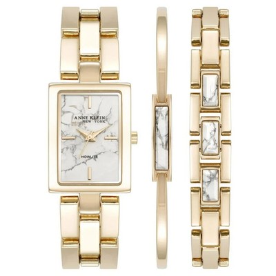 Anne Klein New York 12/7748HLST Women's Howlite Watch & Bracelet Set New