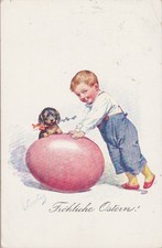 Vintage Dackel Dachshund Teckel . K.Feiertag Easter Old Dog 41 07-2  PC. 1911