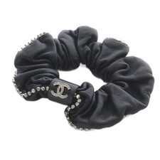Chanel 22B Scrunchie Hair Tie Black Coco Mark Women's