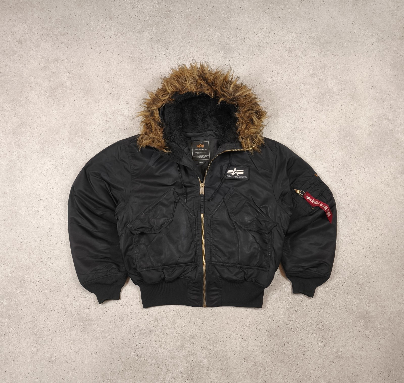 Alpha Industries Custom Bomber Jacket Hooded Flye… - image 2