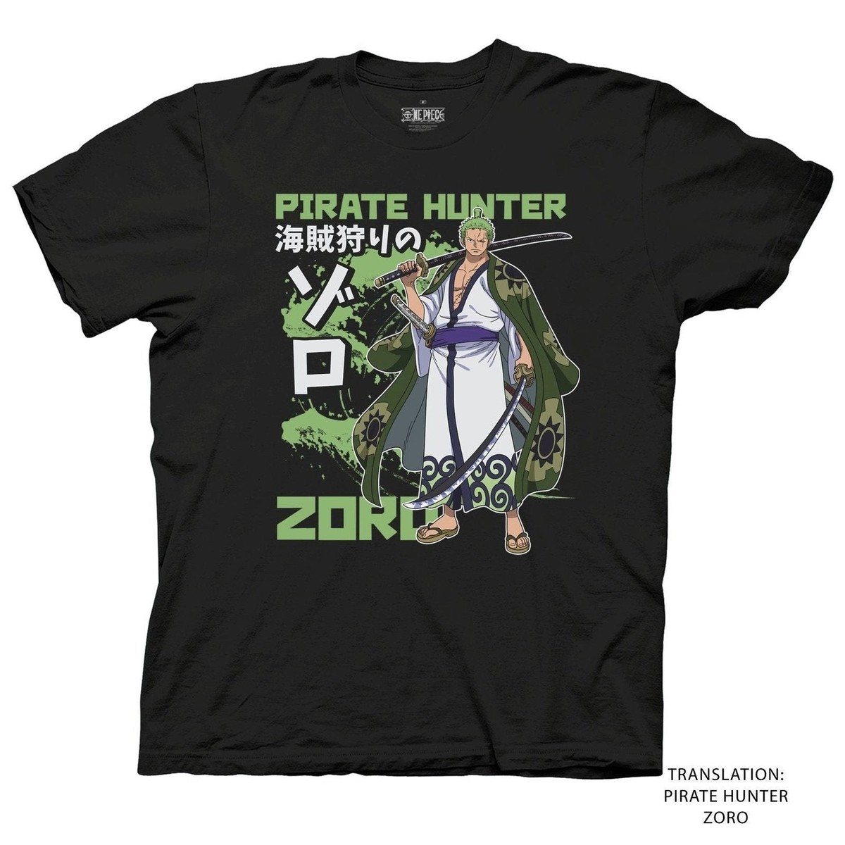 One Piece Zoro Pirate Hunter Kanji Officially Licensed Adult T