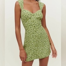 Reformation Dress Womens 4 Lorelei Floral Green Mini Samantha Cottagecore