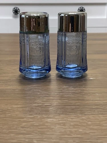 Indiana Glass Recollection Madrid Blue Depression Salt Pepper Shakers