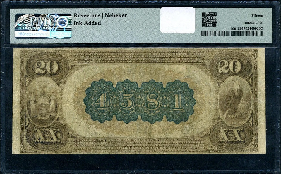 New Yok NY $20 1882 BB New York - National Bank Note CH #4581 NB PMG Choice F15 - Image 3 of 3