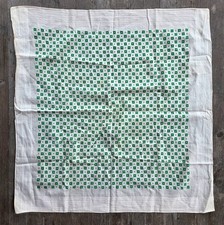 Rare Antique 19th Century Mens Cotton Handkerchief Green Geometric Design