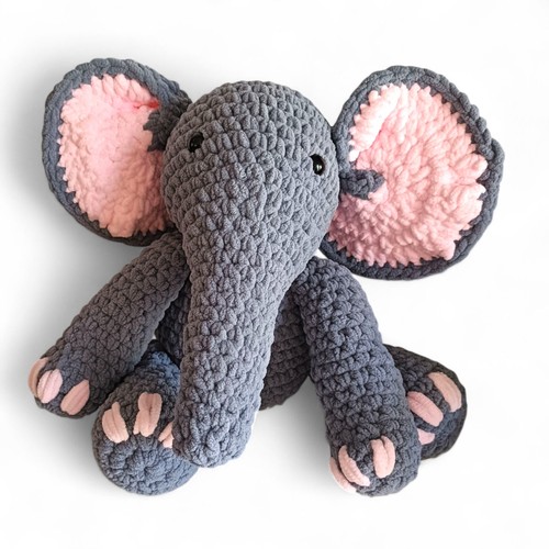 Elephant Plush Handmade Amigurumi Crochet Toy Unique Plush Elephant Toy 17" Tall - Picture 1 of 9