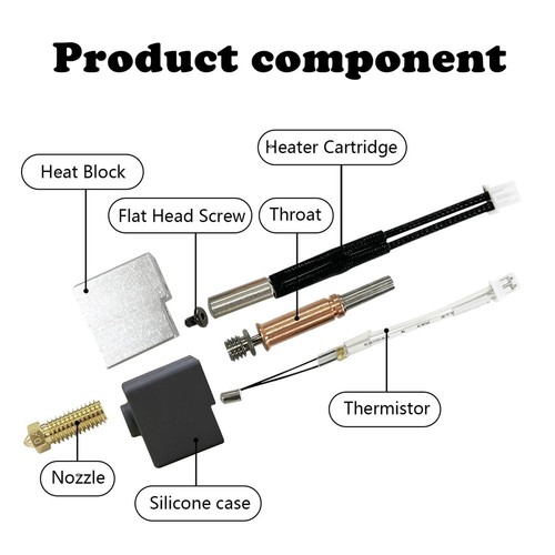 Hotend für 3 Combo Druckkopf-Extruder-Kit Heizblock Heizpatrone Therm5426 - Afbeelding 3 van 6