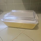 Vintage Pyrex Yellow 503-C Refrigerator Casserole Baking Dish w/Clear Glass Lid