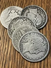 Lot of 5 Barber Half Dollars Different Dates and Conditions