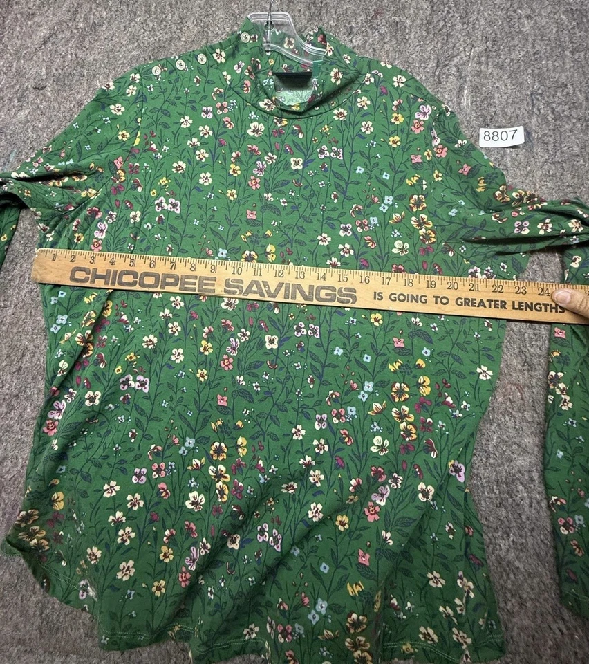 Top Anthropologie Maeve Floral Verde Algodón Cuello Sin Corriente Talla M Foto 3 de 4