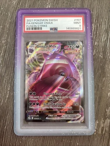 2021 POKEMON SWORD & SHIELD FUSION STRIKE #157 FULL ART/GENGAR VMAX PSA 9