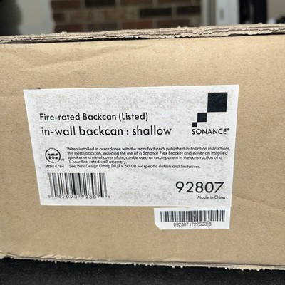 Sonance Fire-Rated In-Wall Backcan (LISTED) Enclosure 92807 