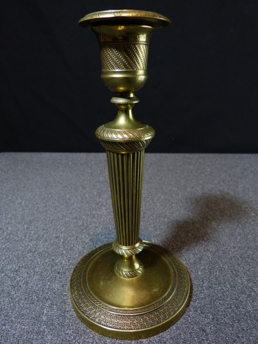 Paire de bougeoir flambeau ancien 19 siècle XIX en bronze laiton style Louis XVI - Imagen 19 de 21