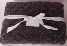 NEW Pottery Barn Velvet Lattice Handcrafted quilt, King, gray