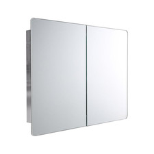 Bathroom Mirror Cabinet Wall Hung Mount Double Door Storage Unit Stainless Steel