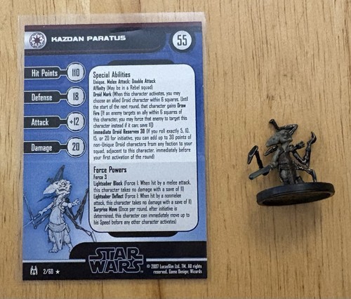 Star Wars Miniatures The Force Unleashed Kazden Paratus 2/60 Rare