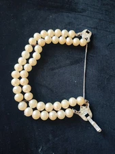 Vintage Trifari Double Stranded Faux Pearl/Rhinestone Bracelet. Read 7"