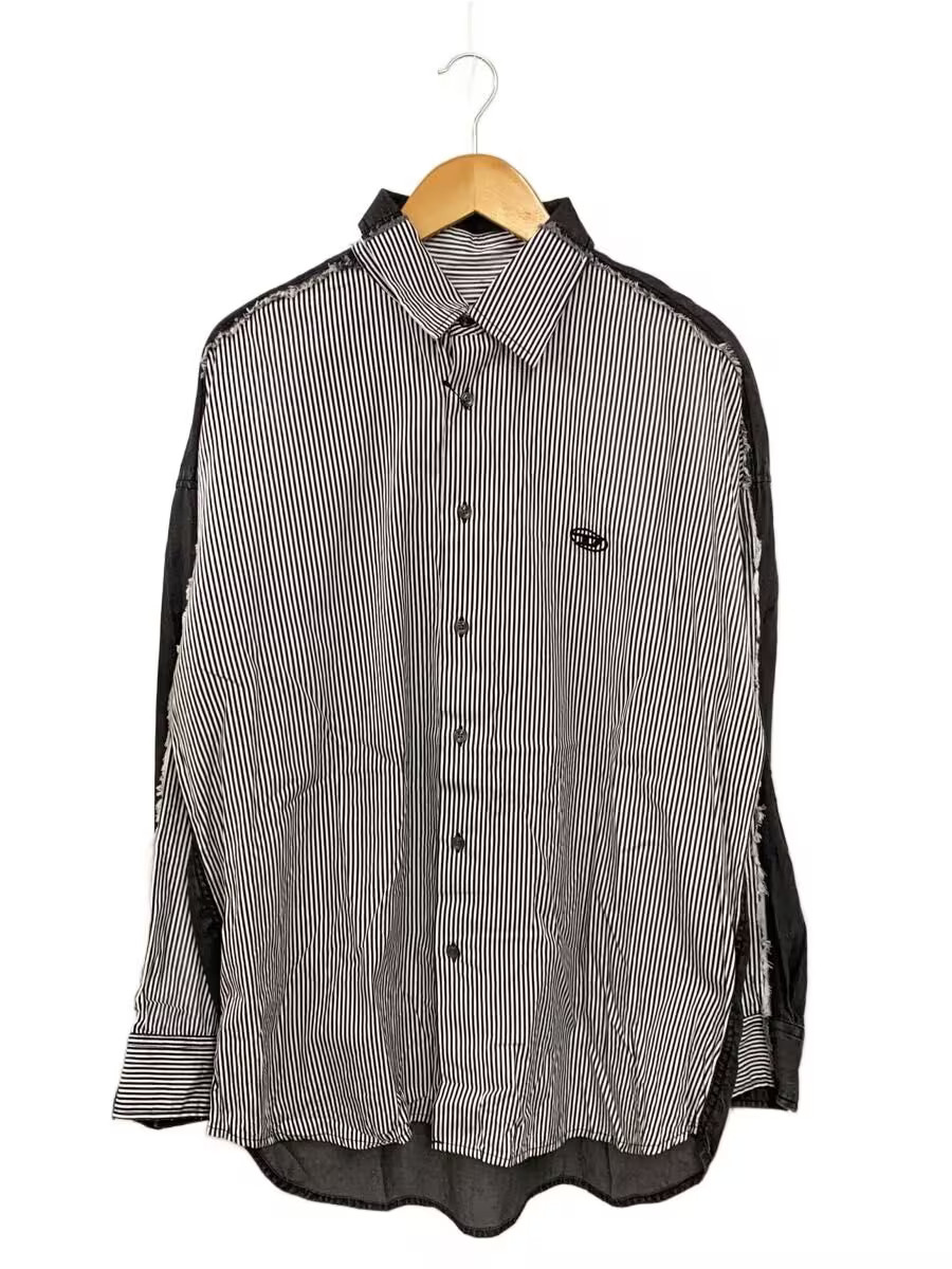 DIESEL Striped Bicolor Long Sleeve Shirt, Size 48, Cotton, Black Stripe, A11503