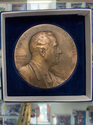TREASURY BUREAU THE MINT FDR FRANKLIN ROOSEVELT MEMORIAM 3''COIN,BOX, Free Ship!