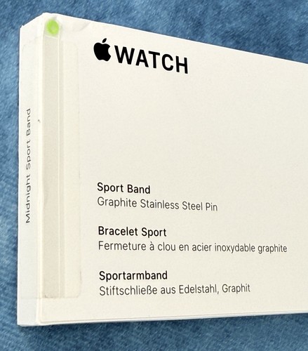 Genuine Apple Watch Band Sport Band (45mm) Midnight M/L(Fits 160–210 wrists) - Photo 6 sur 6
