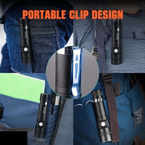 Super Bright EDC LED Flashlight Rechargeable Tactical Pocket Torch Worklight Lot - Picture 5 of 17