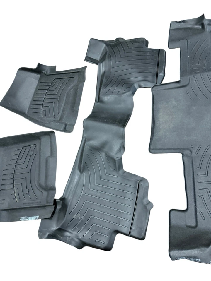 Juego completo de alfombrillas WeatherTech FloorLiner para GMC Yukon 2015-2020 negras usadas Foto 4 de 4