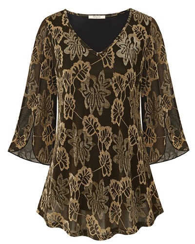 Blouses for Women Dressy Casual: Ladies Tops and Blouses Ruffle 3/4 Sleeve V ...