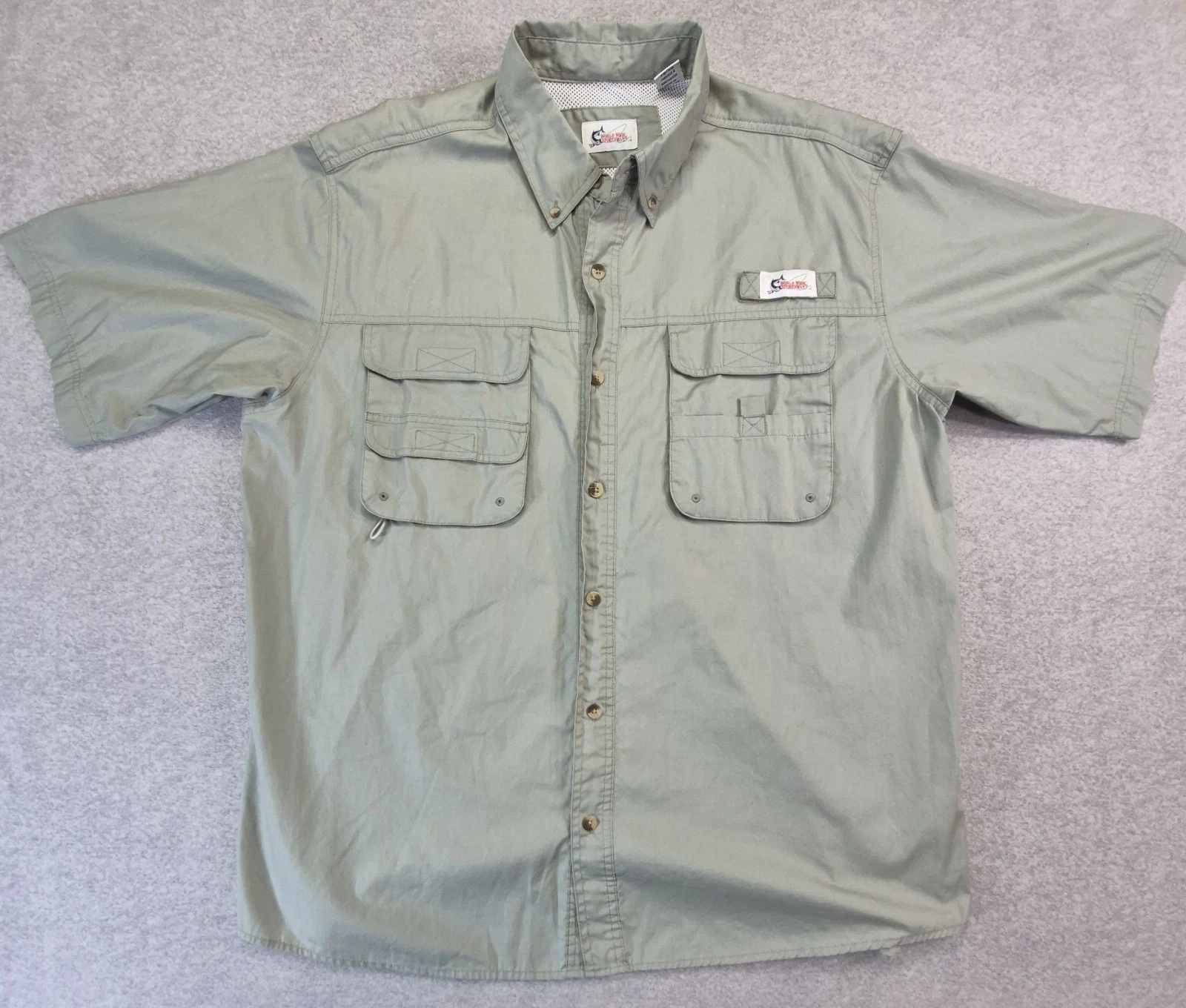 World Wide Sportsman Men's XL Green Vented Quick Dry Fishing Shirt Short Sleeve