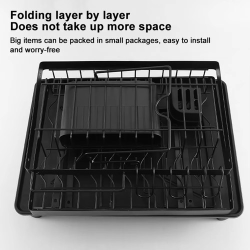 2-Tier Dish Drying Rack Kitchen Counter Rustproof Drainboard Utensil Holder - Picture 7 of 10