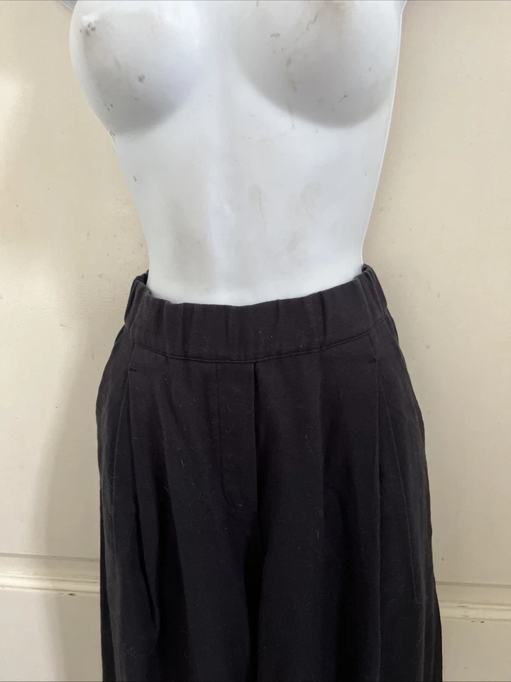 BLACK CRANE NEW! Woven Cotton High Rise Pleated Pull On Straight Leg Pants Sz S - Image 3 of 4